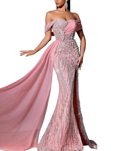 Women's Sequin Beaded Formal Evening Mermaid Dress