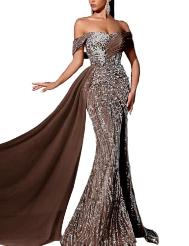 Women's Sequin Beaded Formal Evening Mermaid Dress