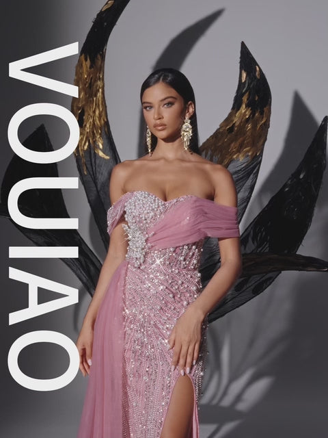 Women's Sequin Beaded Formal Evening Mermaid Dress