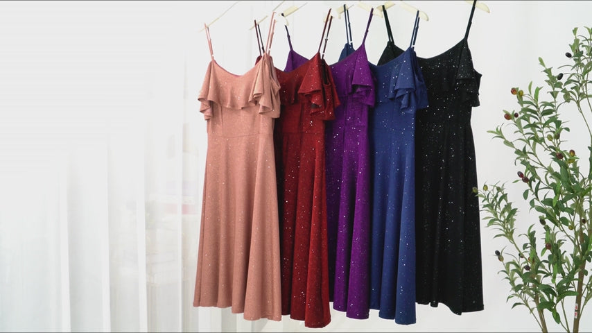 Women's Sequin Off Shoulder Midi Cocktail Dress