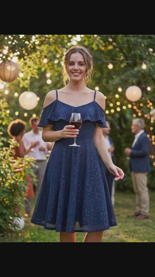Women's Sequin Off Shoulder Midi Cocktail Dress